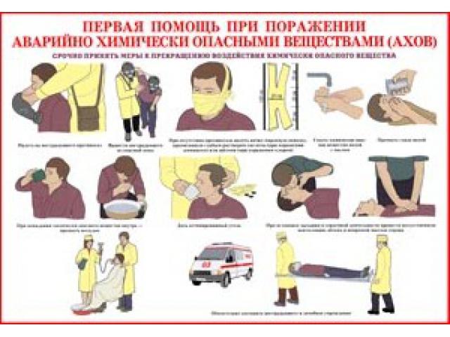 При поражении химически опасными веществами