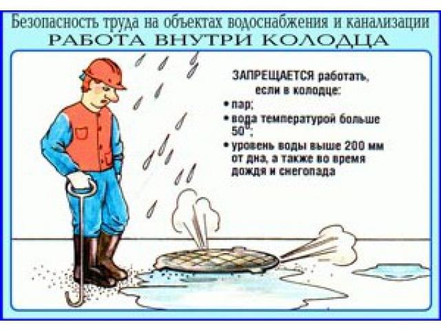Запрещается работа если в колодце