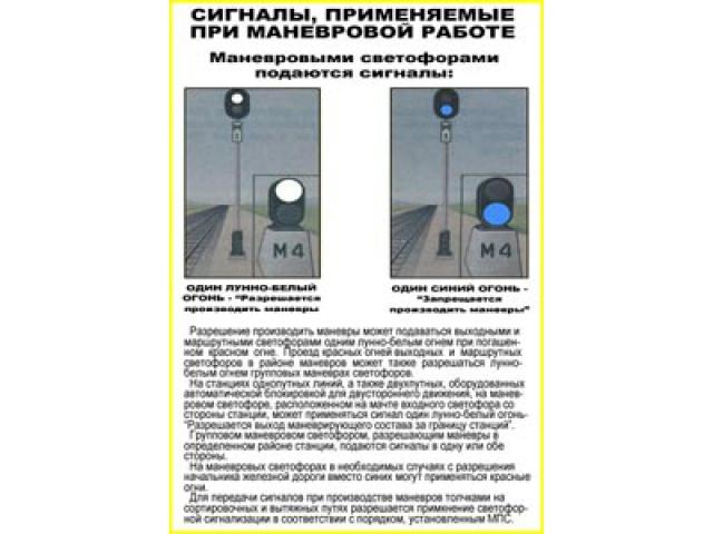 Сигналы применяемые при маневровой работе